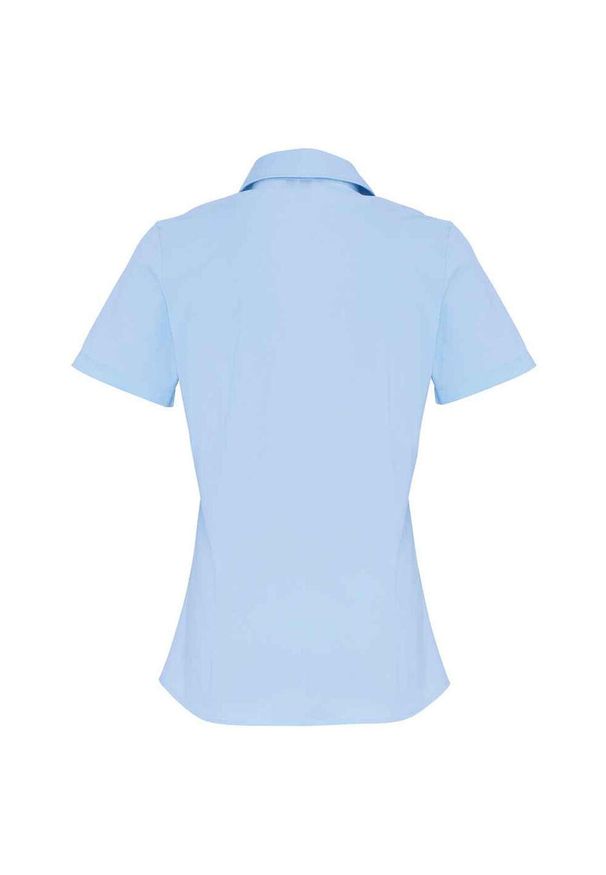 PREMIER - Damska Bawełniana Popelinowa Koszula Z Krótkim Rękawem. Kolor: szary, fioletowy, niebieski, wielokolorowy. Materiał: bawełna. Długość rękawa: krótki rękaw. Długość: krótkie