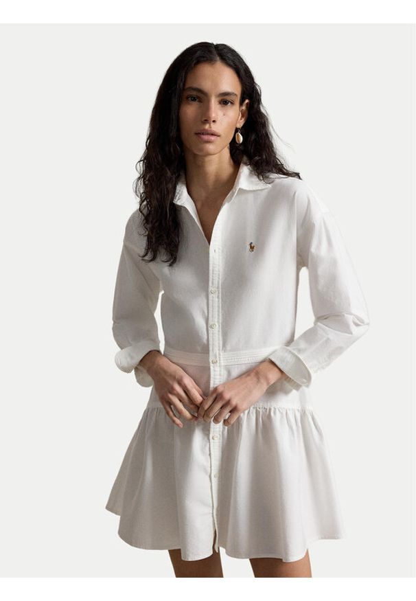 Polo Ralph Lauren Sukienka koszulowa 211B22755002 Biały Regular Fit. Typ kołnierza: polo. Kolor: biały. Materiał: bawełna. Typ sukienki: koszulowe