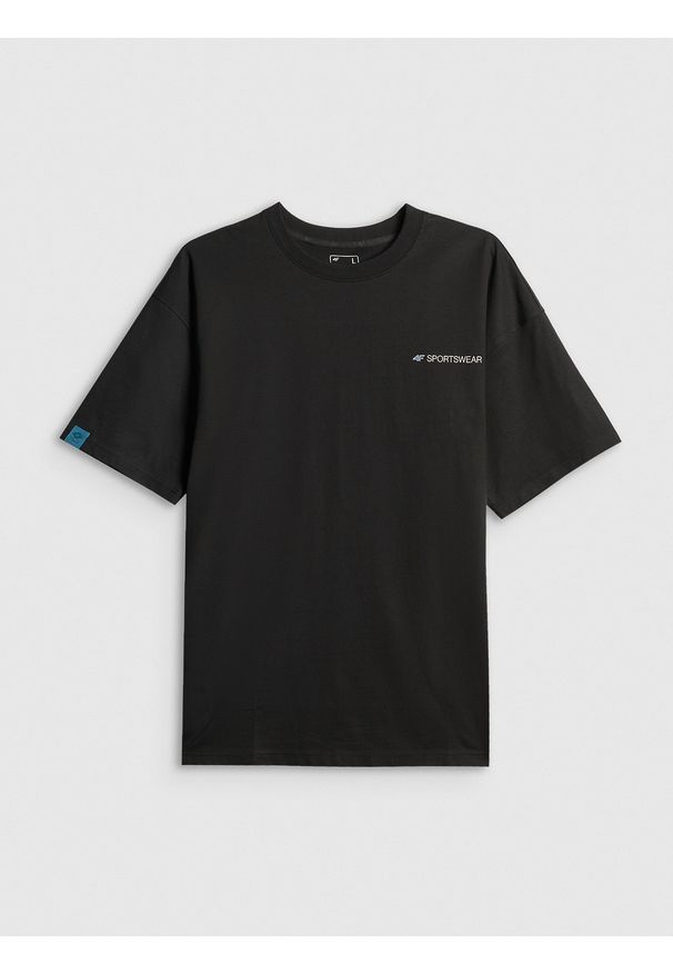 4f - 4F T-shirt loose z nadrukiem męski - czarny XL. Okazja: na co dzień. Kolor: czarny. Materiał: dzianina, bawełna, materiał. Długość: długie. Wzór: nadruk. Styl: casual