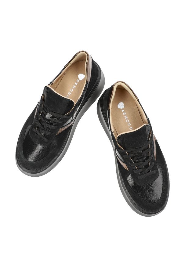 Czarne Sneakersy Armodo Wygodne Obuwie Damskie. Kolor: czarny. Obcas: na platformie. Styl: elegancki