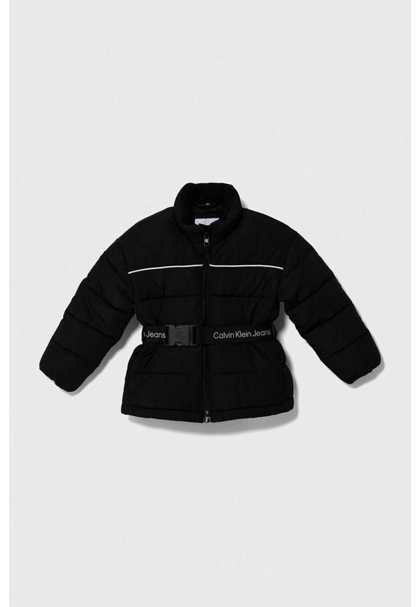 Calvin Klein Jeans kurtka dziecięca kolor czarny. Okazja: na co dzień. Kolor: czarny. Materiał: poliester. Styl: casual