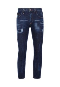Philipp Plein - PHILIPP PLEIN - Ciemnoniebieskie jeansy Skinny. Kolor: niebieski. Wzór: aplikacja #3