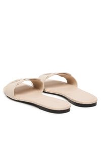 Calvin Klein Klapki Square Flat Sandal Emblem HW0HW03128 Écru. Materiał: skóra #4
