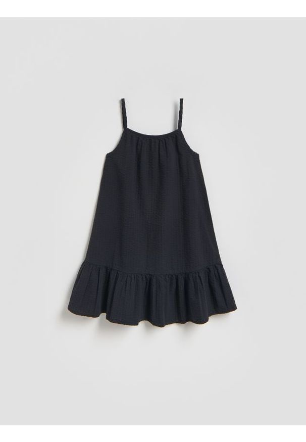 Reserved - Sukienka na ramiączkach - czarny. Kolor: czarny. Materiał: bawełna. Długość rękawa: na ramiączkach