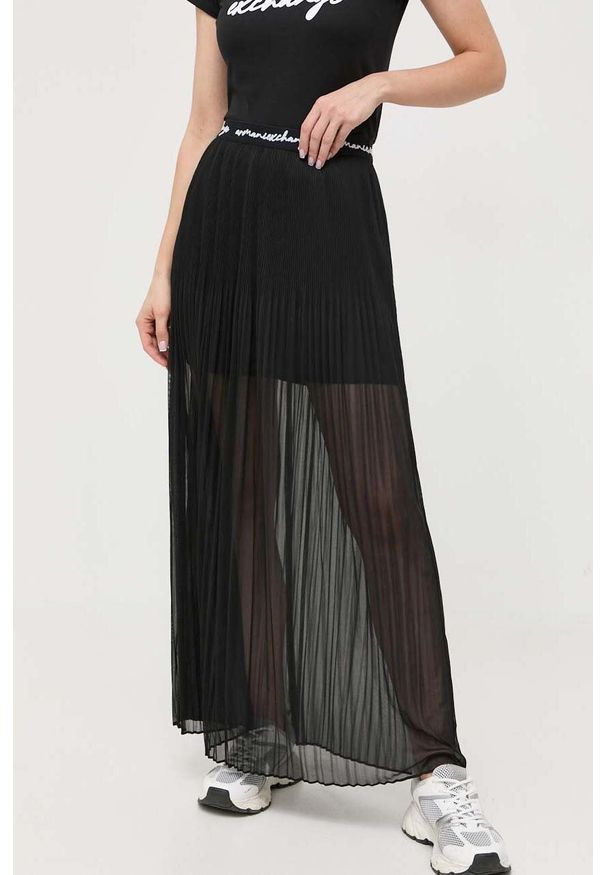 Armani Exchange spódnica kolor czarny maxi prosta. Kolor: czarny