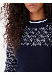 Guess Sweter W5BR24 Z3JD2 Granatowy Slim Fit. Kolor: niebieski. Materiał: syntetyk #3