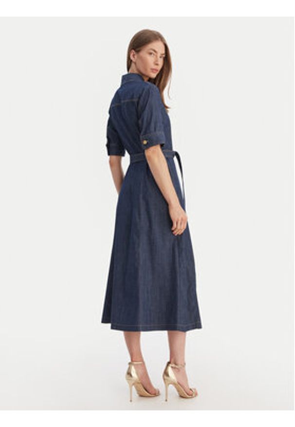 Luisa Spagnoli Sukienka jeansowa Periodico 542815 Granatowy Regular Fit. Kolor: niebieski. Materiał: bawełna