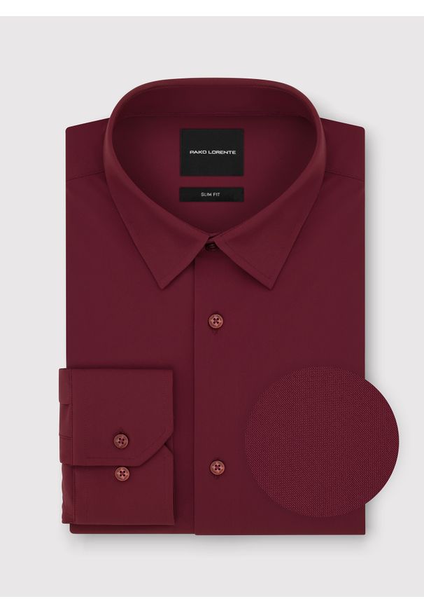 Pako Lorente - PAKO LORENTE - Bordowa dzianinowa koszula męska. Typ kołnierza: kołnierzyk klasyczny. Kolor: czarny, czerwony. Materiał: dzianina. Długość rękawa: długi rękaw. Długość: długie