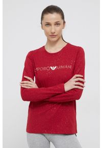 Emporio Armani Underwear Longsleeve piżamowy damski kolor czerwony. Kolor: czerwony. Materiał: dzianina. Długość: długie