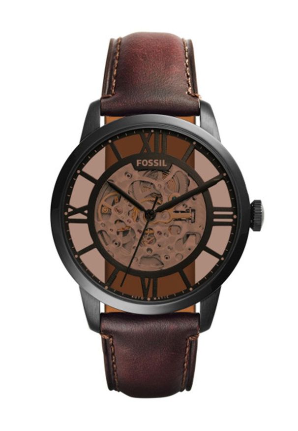 Fossil - Zegarek ME3098. Kolor: brązowy. Materiał: materiał, skóra