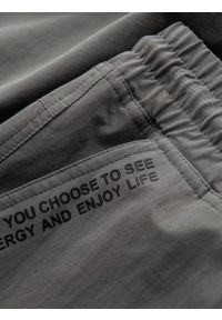 Ombre Clothing - Spodnie męskie joggery z kieszeniami cargo i printem – szare V4 - Rozmiar: M. Okazja: na co dzień. Kolor: szary. Materiał: guma, tkanina, poliester, materiał, bawełna, elastan. Wzór: nadruk. Styl: casual #9