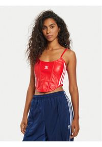 Adidas - adidas Top Firebird Pleather Corset IW8462 Czerwony Slim Fit. Kolor: czerwony. Materiał: skóra