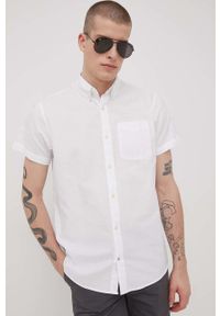 PRODUKT by Jack & Jones - Produkt by Jack & Jones koszula bawełniana męska kolor biały regular z kołnierzykiem button-down. Typ kołnierza: button down. Kolor: biały. Materiał: bawełna. Długość rękawa: krótki rękaw. Długość: krótkie