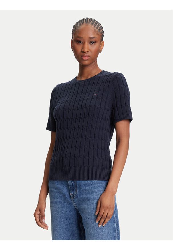 TOMMY HILFIGER - Tommy Hilfiger Sweter WW0WW45656 Granatowy Regular Fit. Kolor: niebieski. Materiał: bawełna