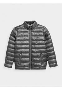 4F JUNIOR - Kurtka puchowa pikowana chłopięca. Typ kołnierza: kołnierzyk stójkowy. Kolor: szary. Materiał: puch #1