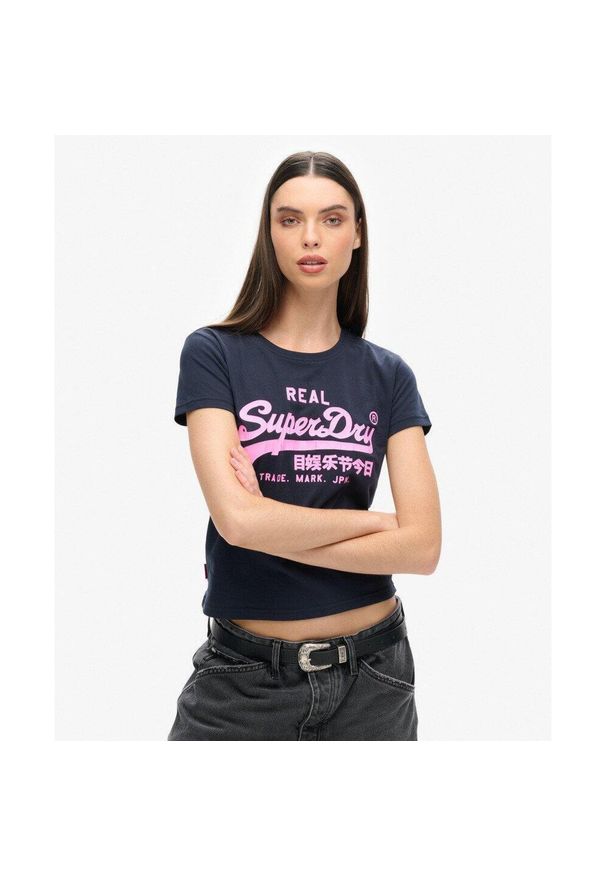 Superdry - Dopasowana koszulka graficzna Neon Vl. Kolor: niebieski