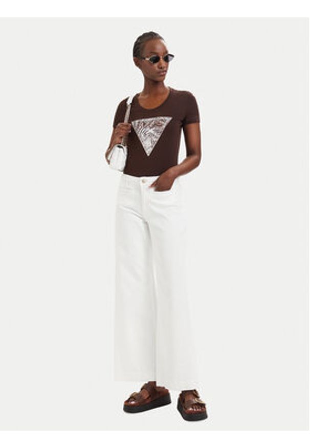 Guess Jeansy W6GB15 W1886 Kremowy Wide Leg. Kolor: kremowy