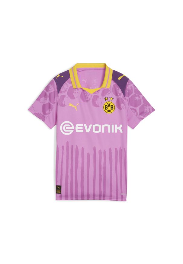 Puma - Młodzieżowa koszulka KIDSUPER × BORUSSIA DORTMUND PUMA. Kolor: różowy. Wzór: kolorowy, geometria. Sport: piłka nożna