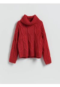 Reserved - Golf z domieszką wełny - czerwony. Typ kołnierza: golf. Kolor: czerwony. Materiał: wełna