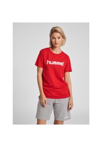 Koszulka sportowa z krótkim rękawem damska Hummel Cotton Logo. Kolor: czerwony, wielokolorowy, różowy. Długość rękawa: krótki rękaw. Długość: krótkie