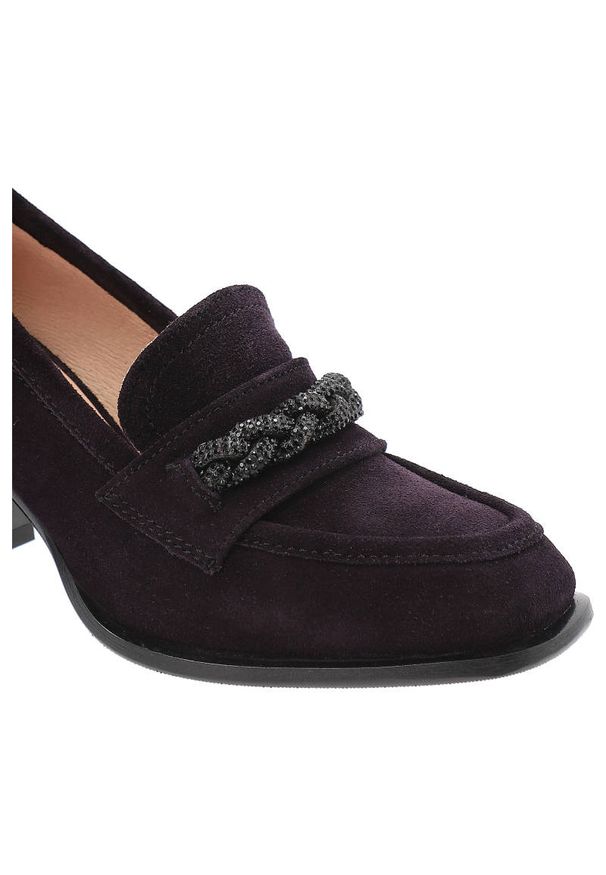 Fioletowe Półbuty Simen Eleganckie Skórzane Buty Na Obcasie. Zapięcie: bez zapięcia. Kolor: fioletowy. Materiał: skóra. Szerokość cholewki: normalna. Obcas: na obcasie. Styl: elegancki. Wysokość obcasa: średni
