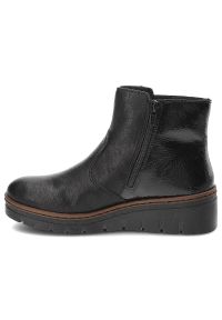 Czarne Botki Rieker Ocieplane Obuwie Damskie. Okazja: na co dzień, na spacer. Kolor: czarny. Materiał: lakier, skóra ekologiczna, materiał. Styl: casual, elegancki #3