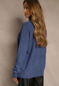 Renee - Niebieski Casualowy Golf z Bawełną i Wełną Reillisa. Okazja: na co dzień. Typ kołnierza: golf. Kolor: niebieski. Materiał: wełna, bawełna. Styl: casual #2