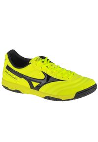 Buty halowe - halówki męskie, Mizuno Morelia Sala Classic In. Zapięcie: sznurówki. Kolor: żółty, wielokolorowy. Materiał: materiał, syntetyk. Szerokość cholewki: normalna. Sport: piłka nożna