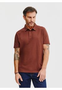 Pako Lorente - PAKO LORENTE – Męski t-shirt polo w kolorze brązowym. Okazja: na co dzień. Typ kołnierza: polo. Kolor: brązowy. Materiał: poliester, bawełna. Styl: casual #8
