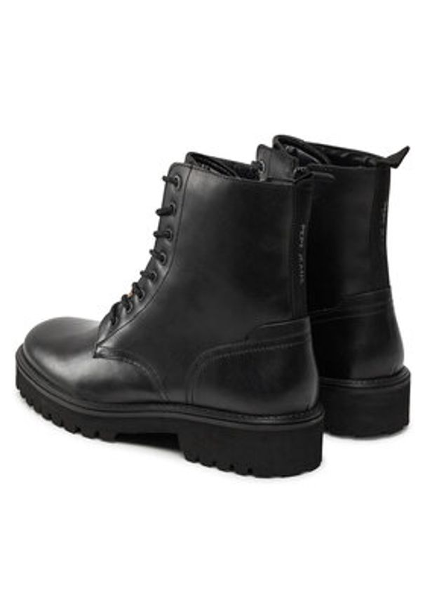 Pepe Jeans Trapery Durham Combat PMS50254 Czarny. Kolor: czarny. Materiał: skóra