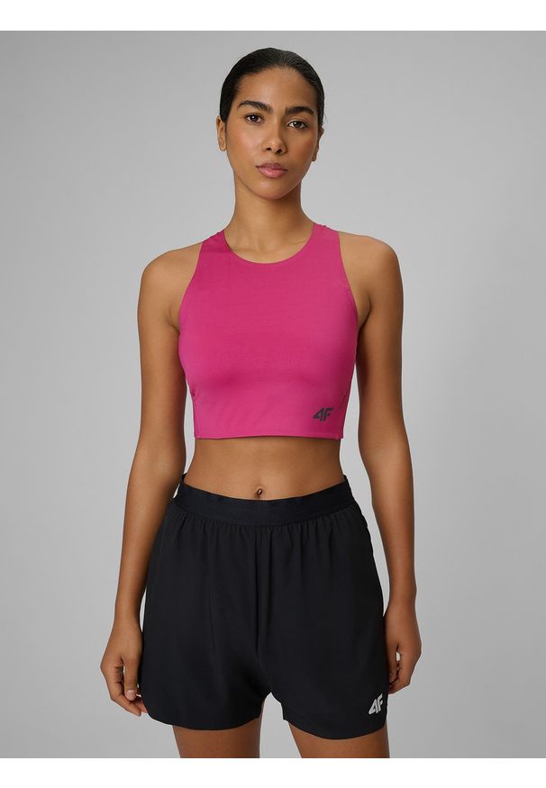 4f - 4F Crop top do biegania szybkoschnący damski - różowy M. Kolor: różowy. Sport: fitness, bieganie
