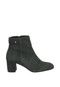 Venezia - SZARE BOTKI NA SŁUPKU 1229-1 CAM GRIGI. Kolor: szary. Materiał: skóra, syntetyk, zamsz. Szerokość cholewki: normalna. Obcas: na słupku. Wysokość obcasa: średni #1
