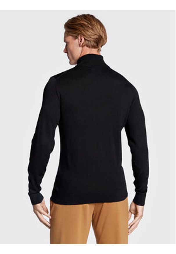 Calvin Klein Golf Superior K10K110420 Czarny Slim Fit. Typ kołnierza: golf. Kolor: czarny. Materiał: wełna