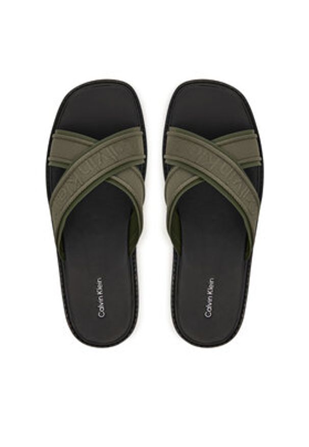 Calvin Klein Klapki Sq Molded Sandal Xcross Wb HM0HM02101 Zielony. Kolor: zielony. Materiał: materiał