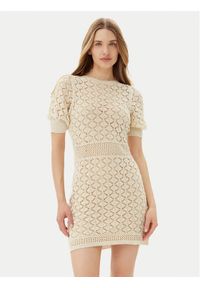 TwinSet - TWINSET Sukienka dzianinowa 251TT3172 Beżowy Regular Fit. Kolor: beżowy. Materiał: bawełna
