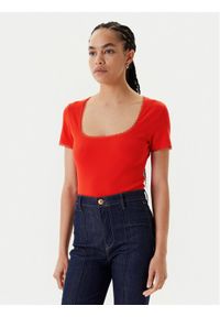 Morgan T-Shirt 232-DLUBI Pomarańczowy Slim Fit. Kolor: pomarańczowy. Materiał: bawełna
