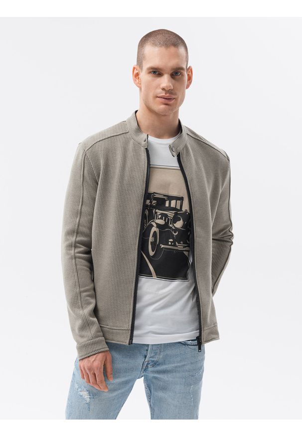 Beżowa bluza Ombre Clothing bez kaptura