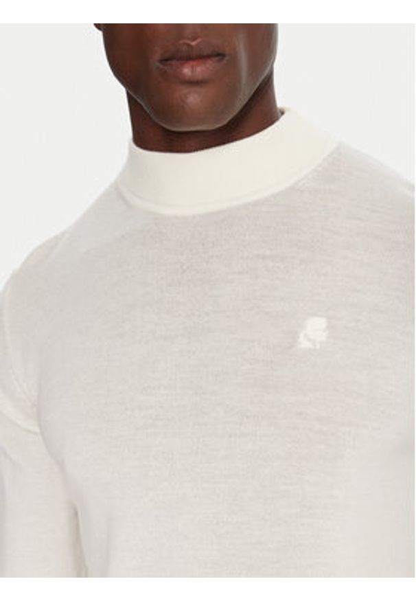 Karl Lagerfeld - KARL LAGERFELD Golf 655002 554399 Écru Slim Fit. Typ kołnierza: golf. Materiał: wełna