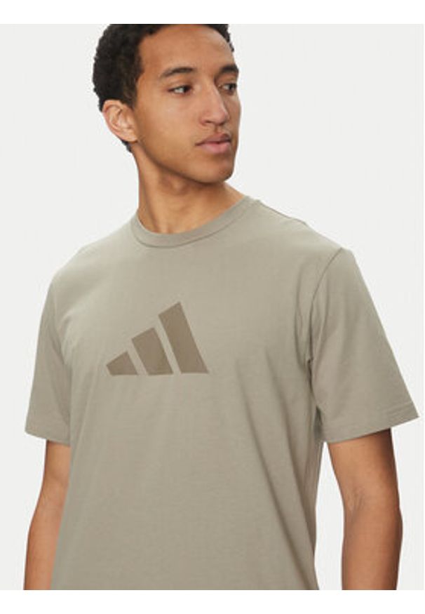 Adidas - adidas T-Shirt Future Icons 3 Bar Logo JD4915 Beżowy Regular Fit. Kolor: beżowy. Materiał: bawełna