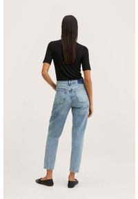 mango - Mango jeansy Mom80 damskie high waist. Stan: podwyższony. Kolor: niebieski