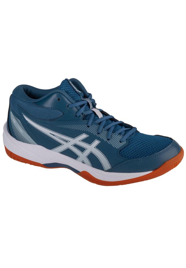 Buty halowe Asics Gel-Task MT 4. Zapięcie: sznurówki. Kolor: niebieski, wielokolorowy, biały. Materiał: syntetyk, materiał, tkanina. Szerokość cholewki: normalna. Sport: siatkówka