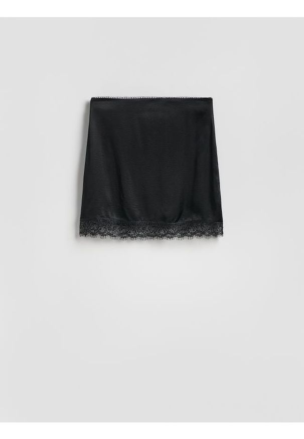 Reserved - Spódnica mini z wiskozy - czarny. Kolor: czarny. Materiał: wiskoza