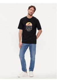 Jack & Jones - Jack&Jones T-Shirt Casey 12255238 Czarny Standard Fit. Kolor: czarny. Materiał: syntetyk, bawełna