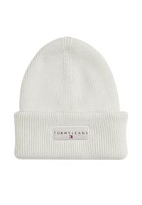 Tommy Jeans Czapka Tjw Linear Beanie AW0AW17913 Biały. Kolor: biały. Materiał: materiał, bawełna