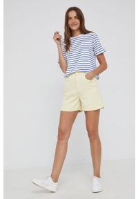 Answear Lab szorty jeansowe damskie kolor żółty gładkie high waist. Stan: podwyższony. Kolor: żółty. Materiał: jeans. Wzór: gładki. Styl: wakacyjny #4