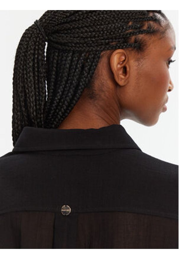 Seafolly Koszula Breeze 54795-TO Czarny Regular Fit. Kolor: czarny. Materiał: bawełna