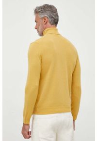 United Colors of Benetton sweter wełniany męski kolor żółty lekki z golferm. Kolor: żółty. Materiał: wełna #2