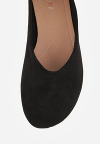 Renee - Czarne Balerinki z Imitacji Zamszu w Stylu Basic Saraphiele. Okazja: na randkę. Kolor: czarny. Materiał: zamsz #3