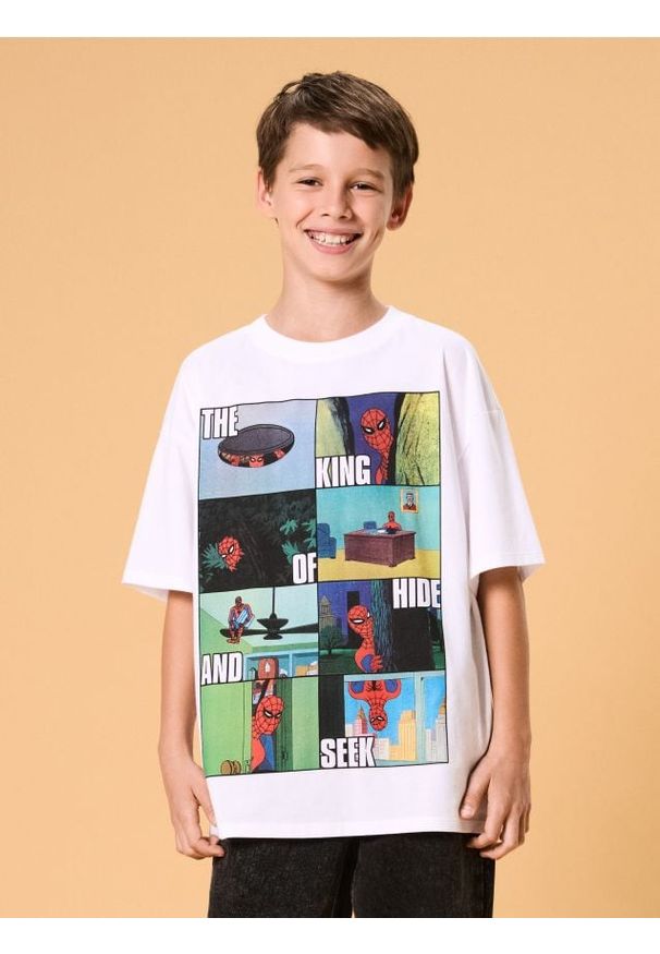 Sinsay - Koszulka Spider-Man - biały. Kolor: biały