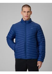 4f - 4F Kurtka z wypełnieniem syntetycznym męska - granatowa S. Okazja: na co dzień. Typ kołnierza: kołnierzyk stójkowy. Kolor: niebieski. Materiał: syntetyk. Styl: klasyczny, casual #1